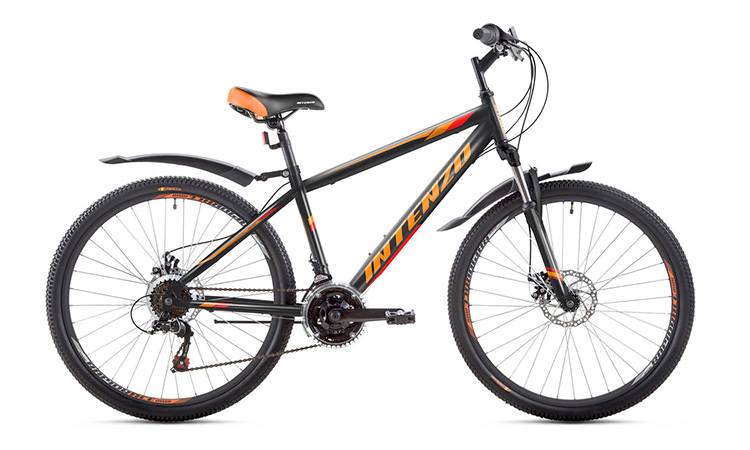 Фотография Велосипед Intenzo MASTER 26" 2021, размер XS, Черно-оранжевый